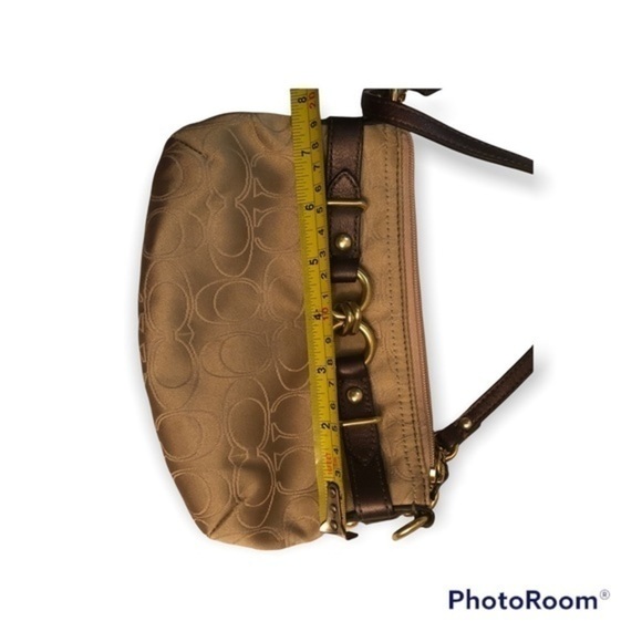 Coach gold brown Bronze signature c sateen wristlet bag